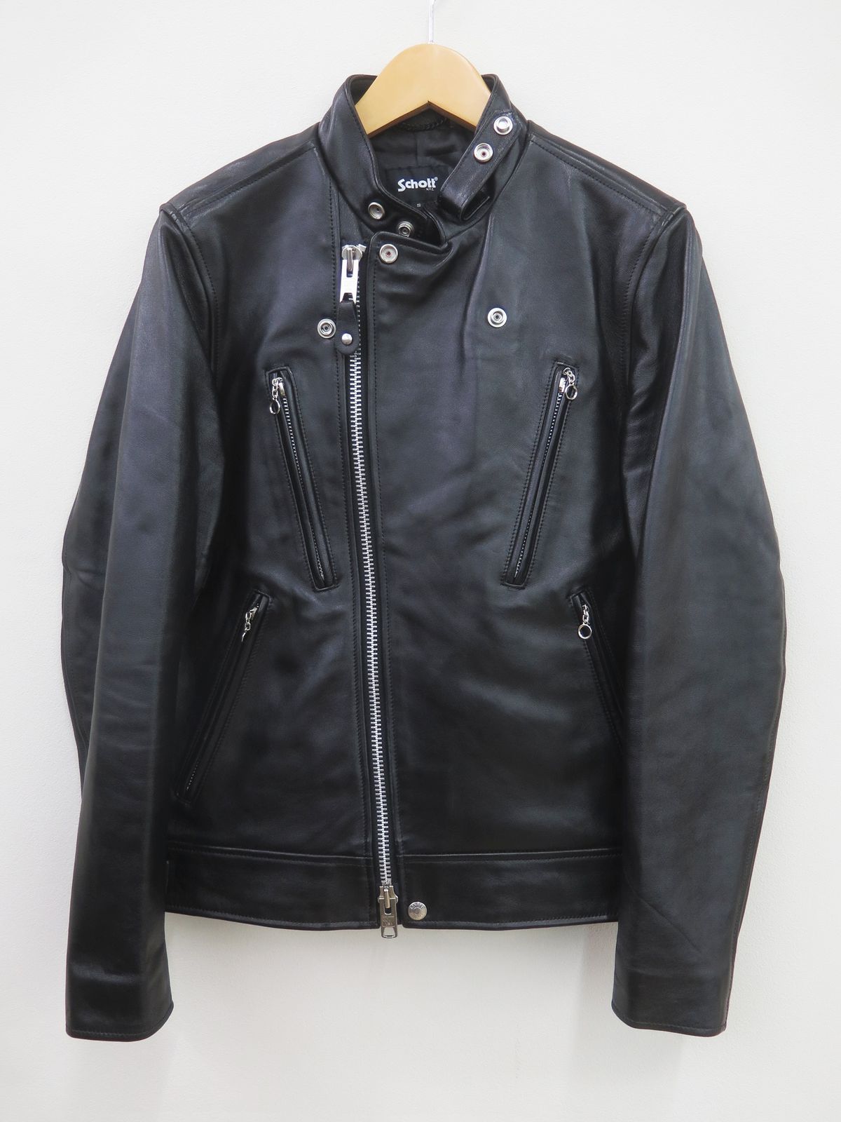 美品□schott ダブルブレストライダースジャケット 羊革 ブラック 2XL