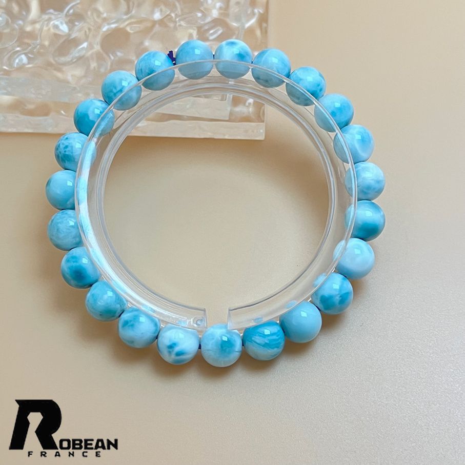EU製 定価14万円 ROBEAN ドミニカ共和国産のラリマー ペクトライト パワーストーン ブレスレット 天然石 開運 金運 プレゼント 約8.2-8.4mm K0730150
