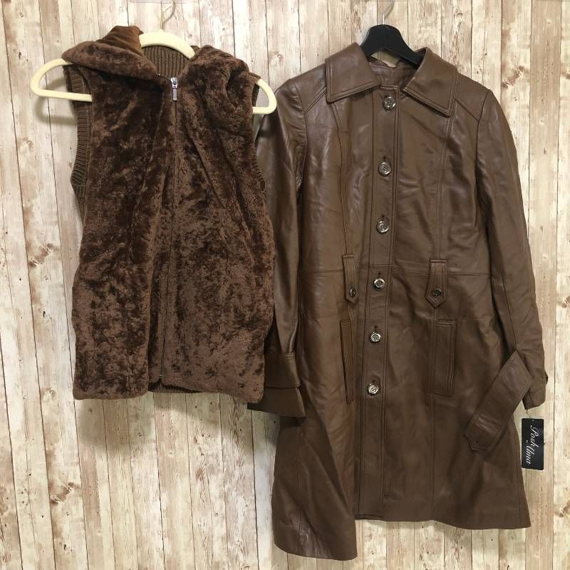 タ タグ付き 訳アリ Posh Alma ポッシュアロマ レザー コート ブラウン系 M