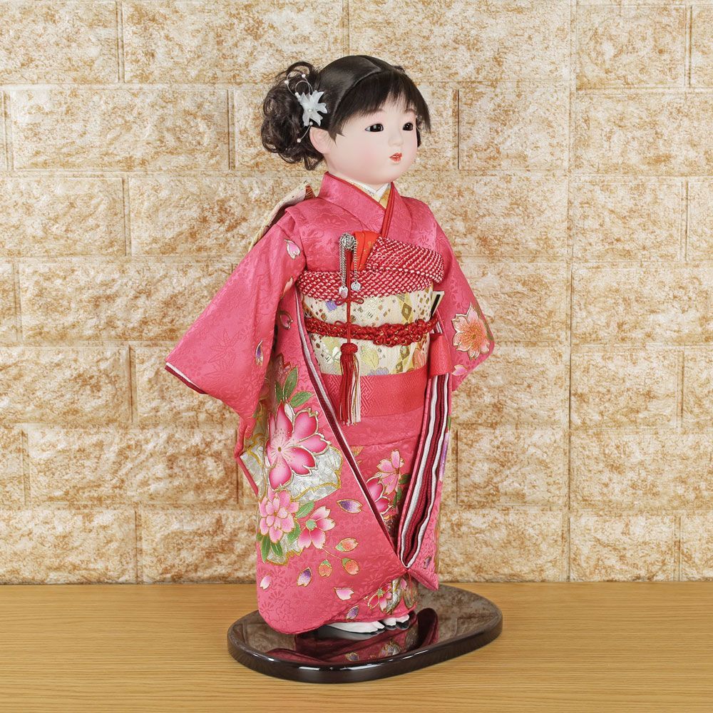 市松人形 13号(金彩友禅 市松人形 ピンク NAJM2509-90)お出迎え人形