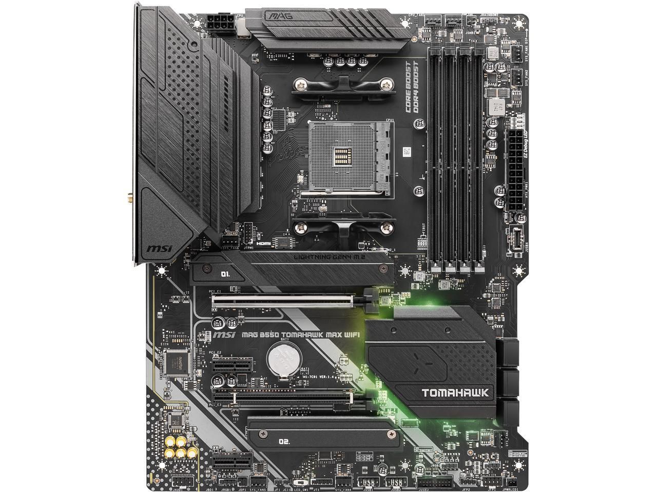 MSI MAG B550 TOMAHAWK MAX WIFI、AMD B550 ATX AM4、4 Dimm DDR4、PCIE 4.0、M.2 x