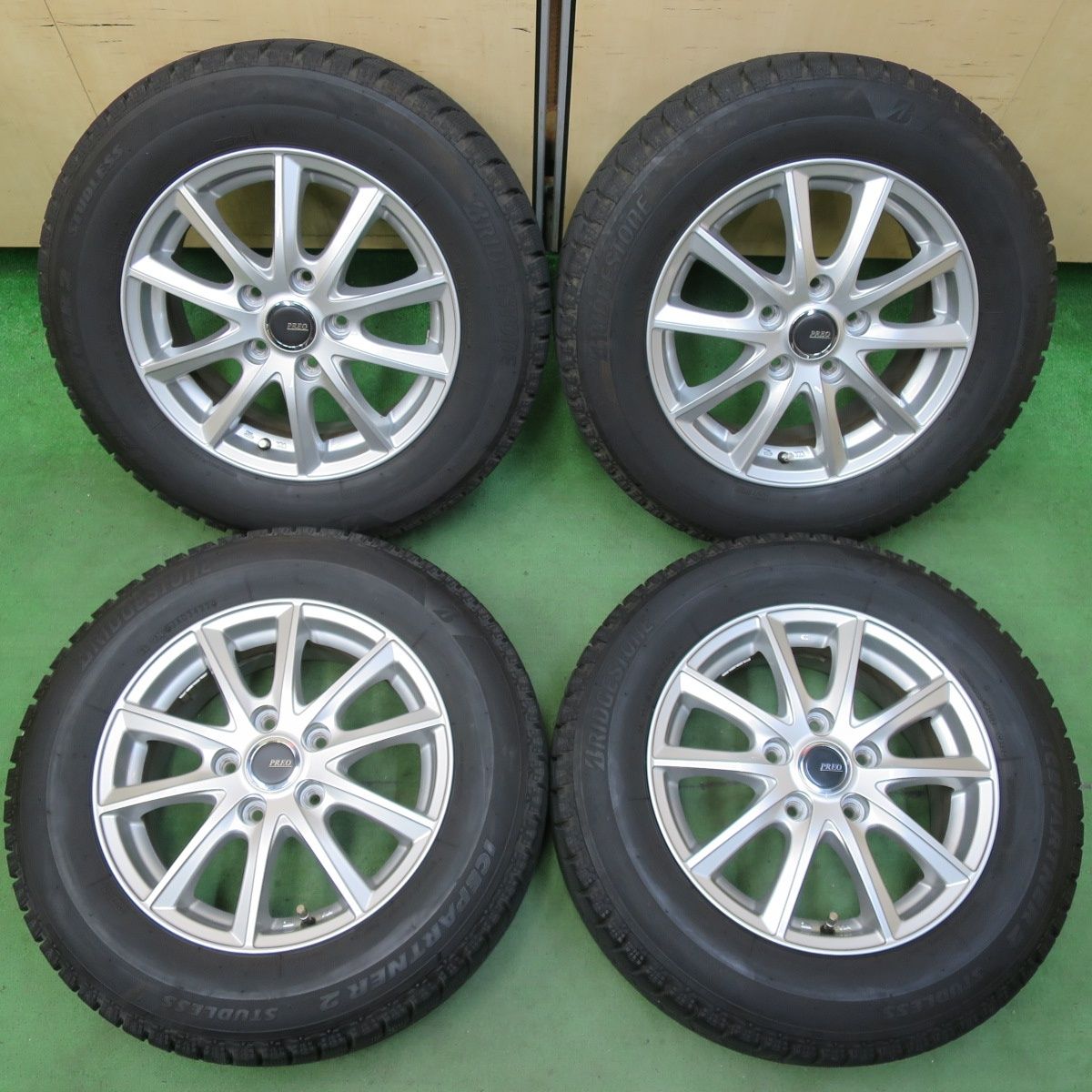 バリ溝 22年 キレイ 9.5分 スタッドレス 195|65R15 ブリヂストン アイスパートナー2 PREO プレオ 15インチ PCD114.3|5H 5042409イス
