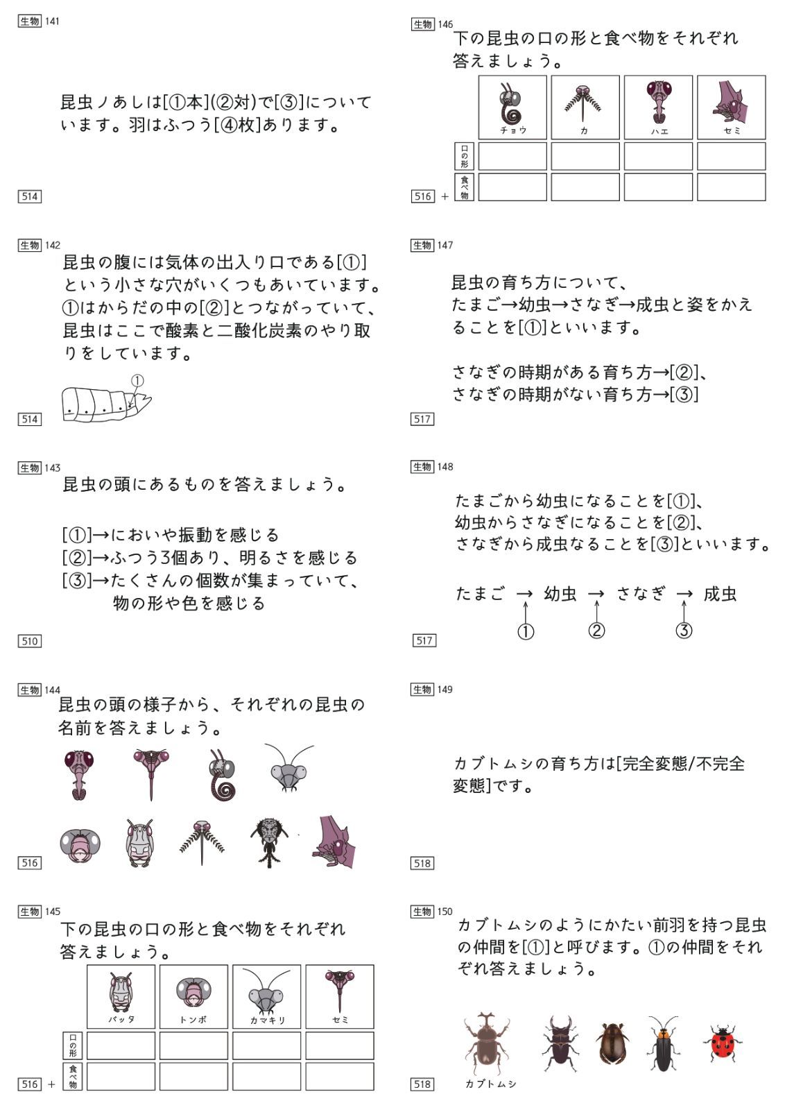 中学受験 暗記カード 理科 生物 サピックス 予習シリーズ コアプラス