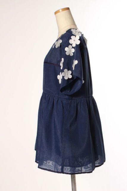 チェスティ Chesty 18SS カットソー 半袖 フラワーモチーフ 1 青
