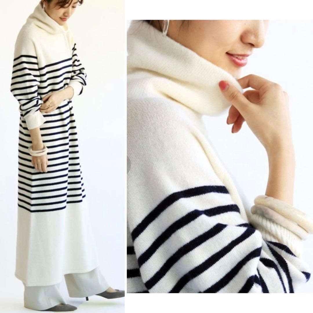 IENA BIGニットワンピース 定価2万 ボーダー 大人 めカジュアル F