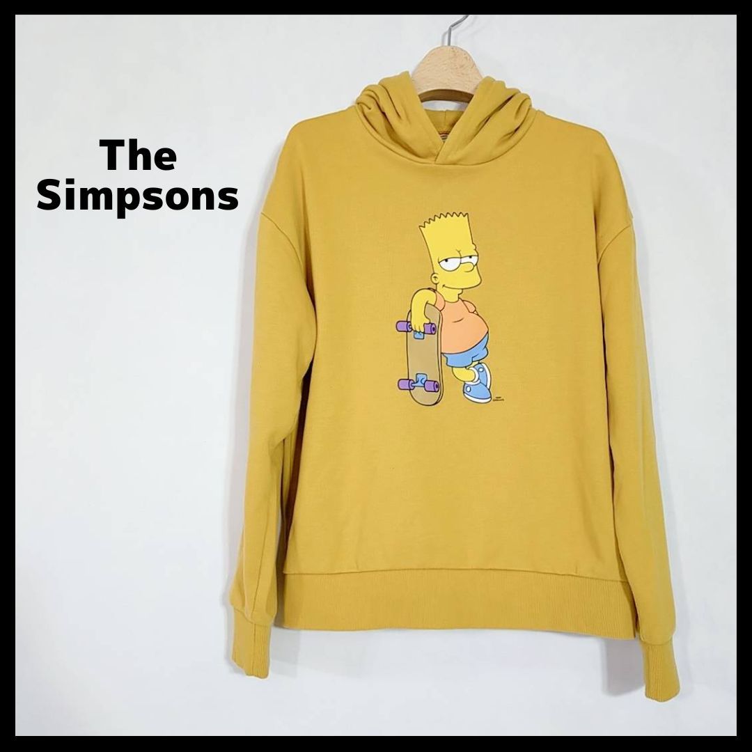 27686】 The Simpsons ザ シンプソンズ パーカー フーディー サイズ155 イエロー キャラクタープリント プルオーバー スウェット  キッズ メルカリShops