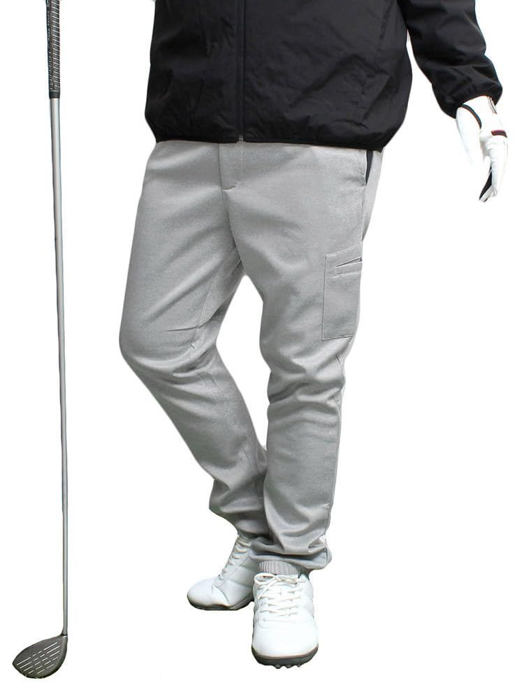 3L_グレー ワン ズ ゴルフパンツ メンズ 大きいサイズ サイドポケット レッドジップ ストレッチ ポンチ素材 スウェット ジャージ ジョガーパンツ 3L グレー