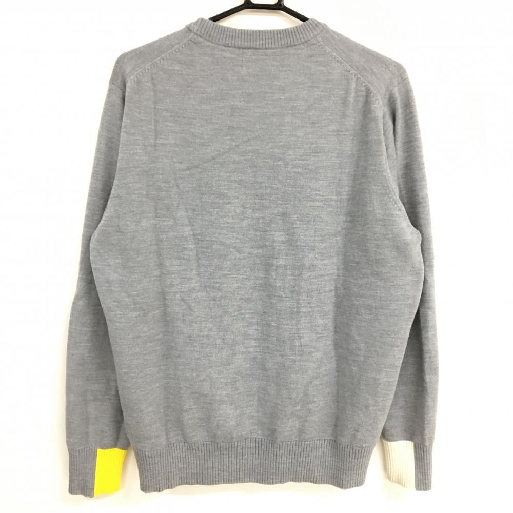 ニューバランスゴルフ セーター グレー 胸ロゴ ウール混 袖口配色
