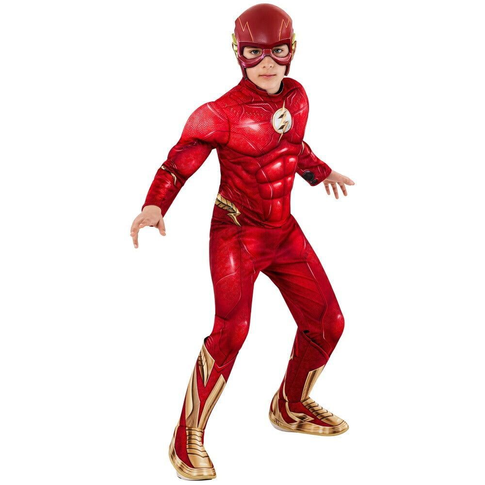 ザ・フラッシュ　コスチュームwithグローブ　S　子供男性用　コスプレ衣装　アメコミ　Deluxe　ザ・フラッシュ