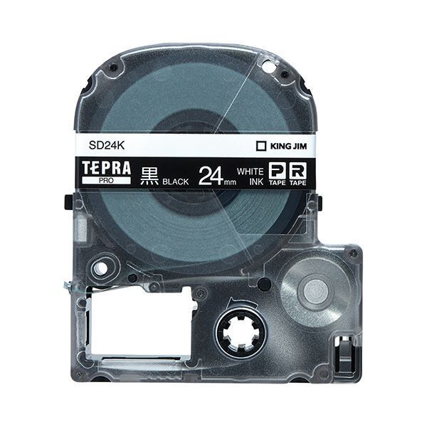 （まとめ） キングジム テプラ PRO テープカートリッジ ビビッド 24mm 黒／白文字 SD24K 1個 