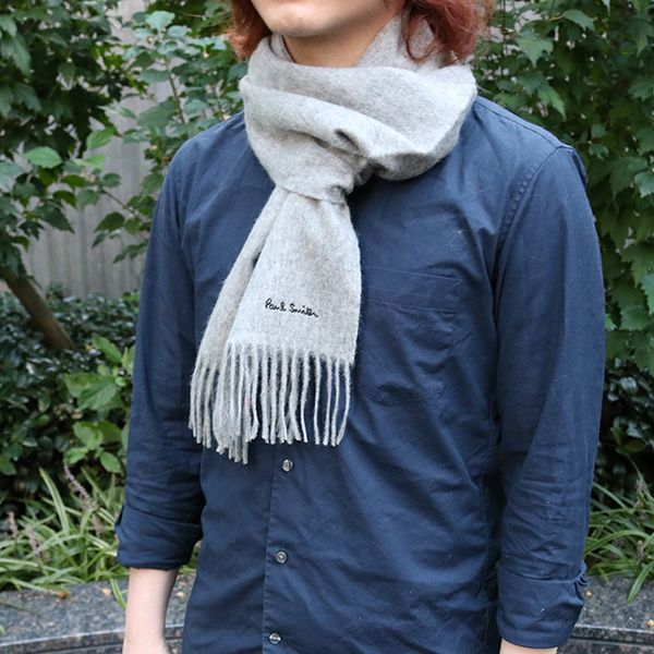ポールスミス PAUL SMITH ポールスミス マフラー メンズ レディース ロゴ ライトグレー 人気 ブランド おしゃれ 誕生日 記念 プレゼント ギフト 送料無料