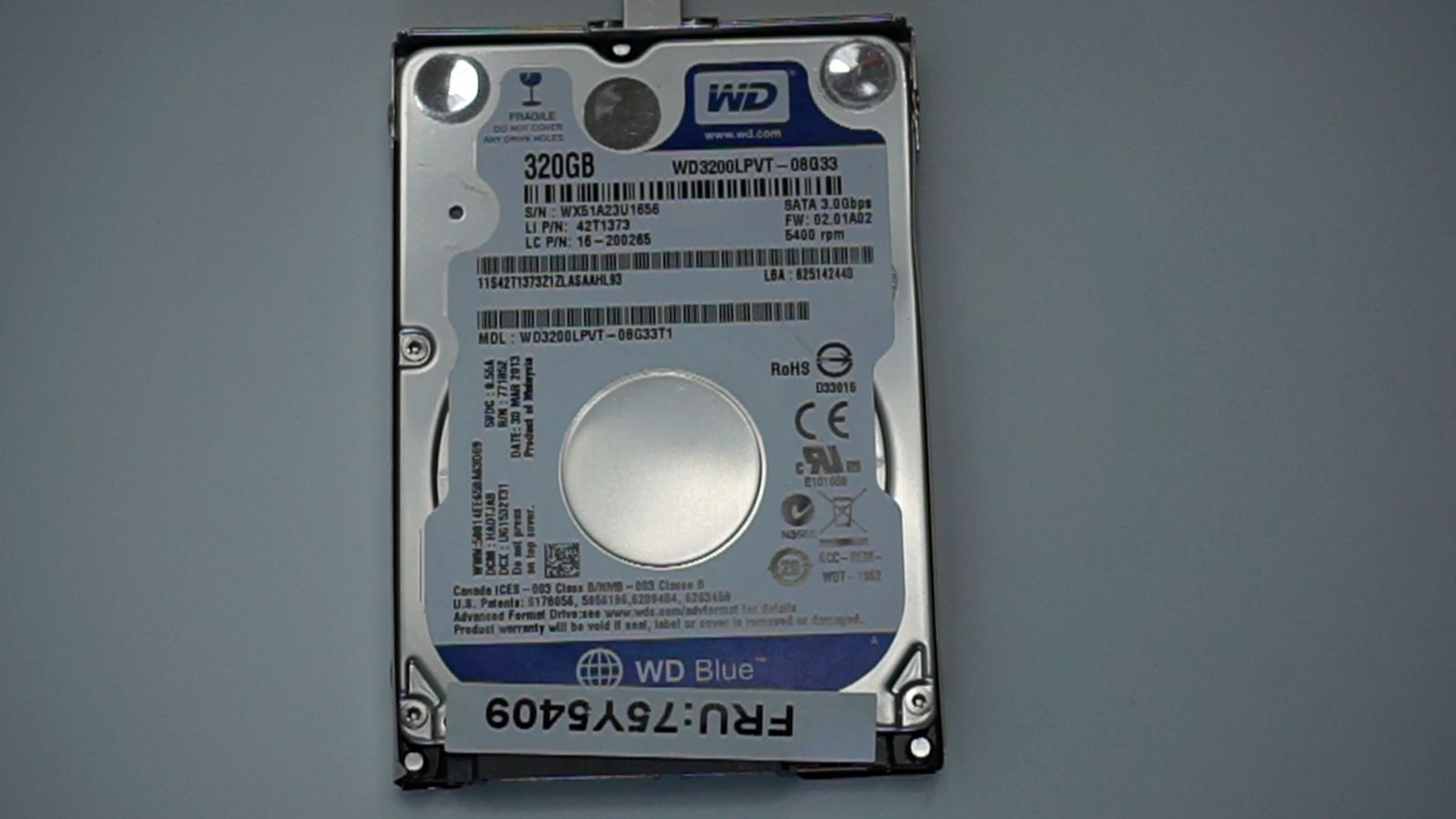Western Digital 320GB WD3200LPVT 5400RPM SATA2 2.5 Laptop HDD OEM B 0078