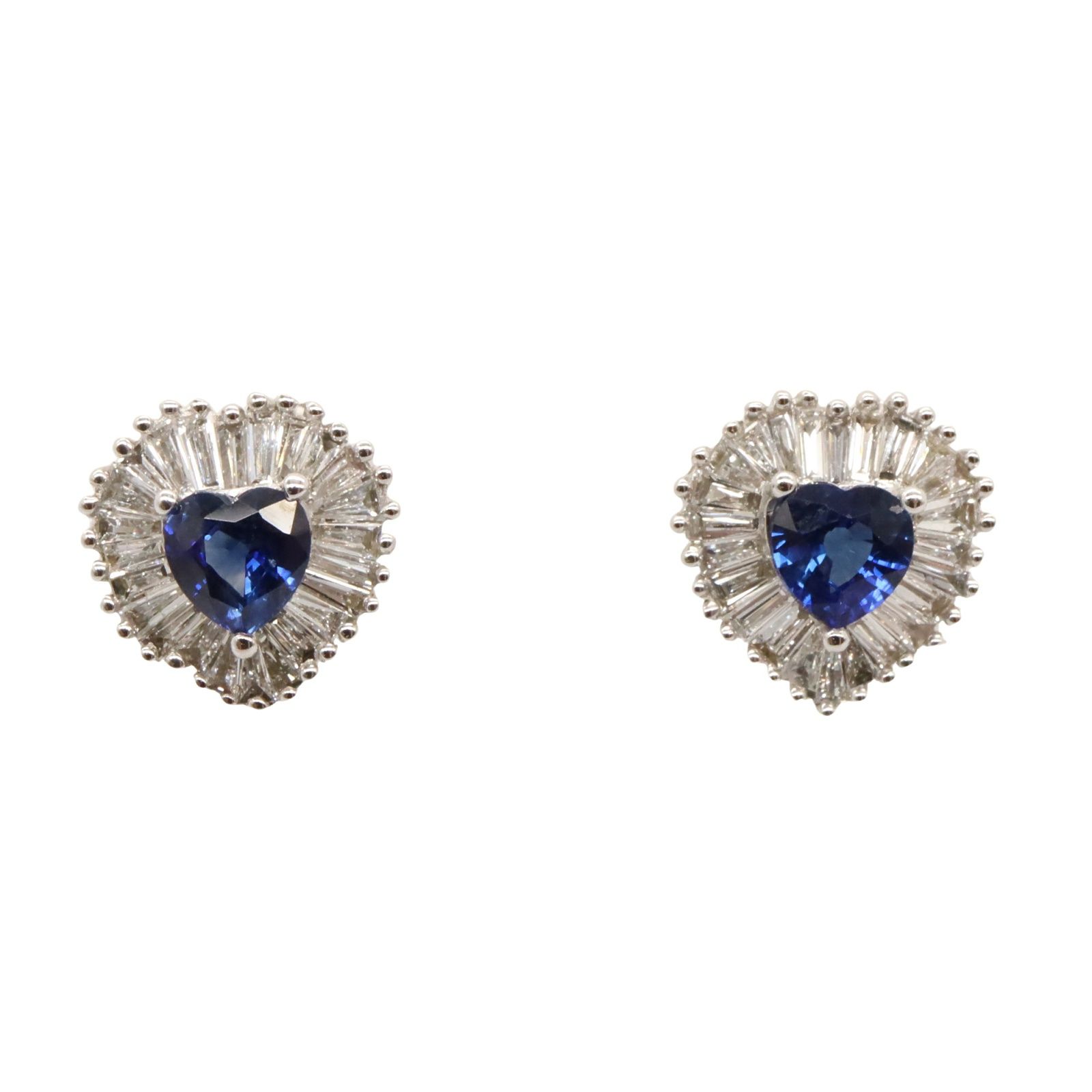 ジュエリー JEWELRY ピアス サファイア ダイヤモンド ピアス ｻﾌｧｲｱ 2.0g K18WG ホワイトゴールド ダイヤモンド ピアス レディース Used A