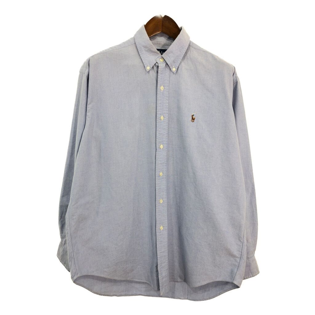 RALPH LAUREN ラルフローレン BLAKE ボタンダウン 長袖シャツ ワンポイントロゴ ブルー (メンズ L) 中古 古着 R4110