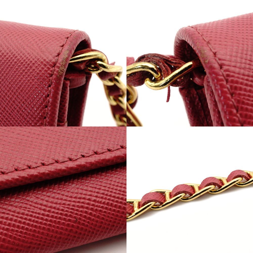 プラダ PRADA サフィアーノ レザー チェーン ウォレット ピンク ゴールド金具 ショルダーバッグ 7-9-406 DECORATOM_COM_BR
