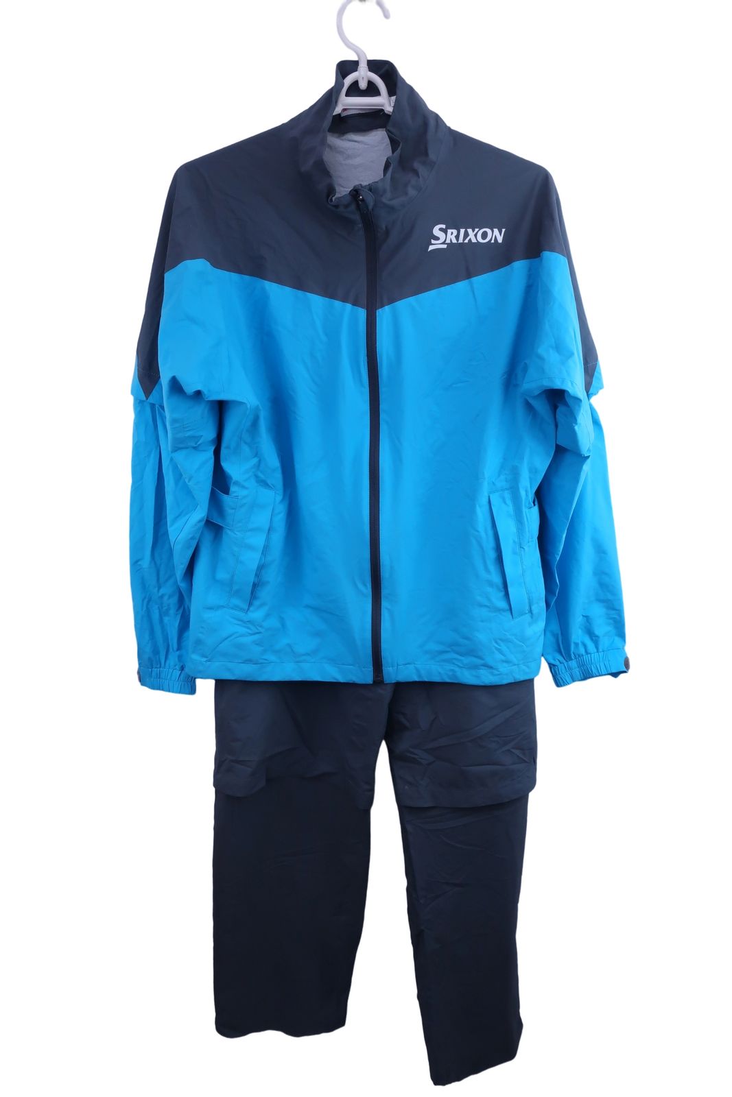 【美品】SRIXON(スリクソン) レインウェア上下セット 水色グレー メンズ L ゴルフ用品 2409-0055 中古