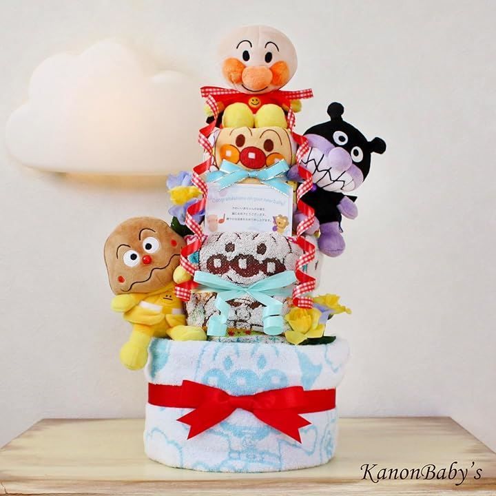 KanonBabys おむつケーキ 男の子 出産祝い 赤ちゃん 誕生日 ベビーシャワー ギフト ブルー 3段 Sサイズ