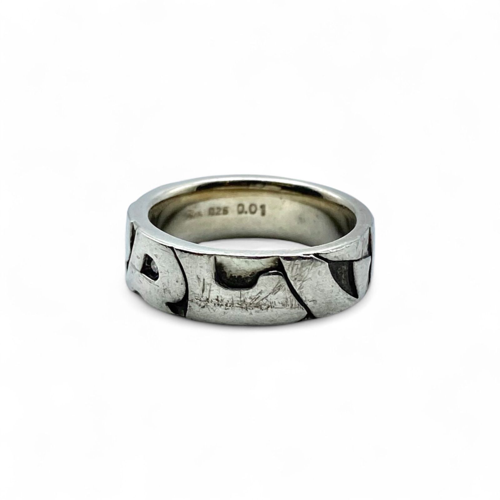 ポップな印象】ダイアモンド Silver 925 刻印 Vintage Ring シルバー