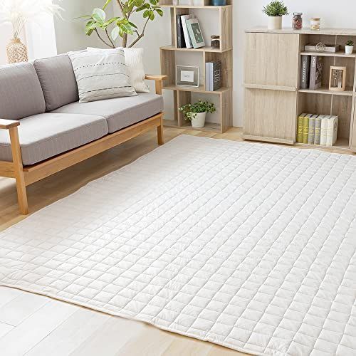 a)アイボリー_a)130×185cm アイリスプラザ オーガニックコットン100% 家族みんなに優しいラグ 130×185cm アイボリー 抗菌・防臭・防ダニ加工でいつでも清潔 ご家庭で丸洗い 綿100%でお子様にも優
