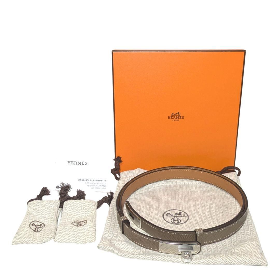 新品未使用】定価20万円HERMES ケリーベルト18 エトゥープ シルバー