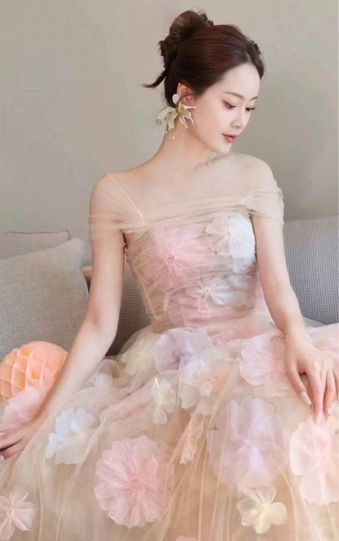 ミニが可愛い❤️カラードレス❁お花モチーフ❁オーロラカラー 結婚式 お色直し NOA0022_multicolor | チュノアウエディング【公式】_こだわりの
