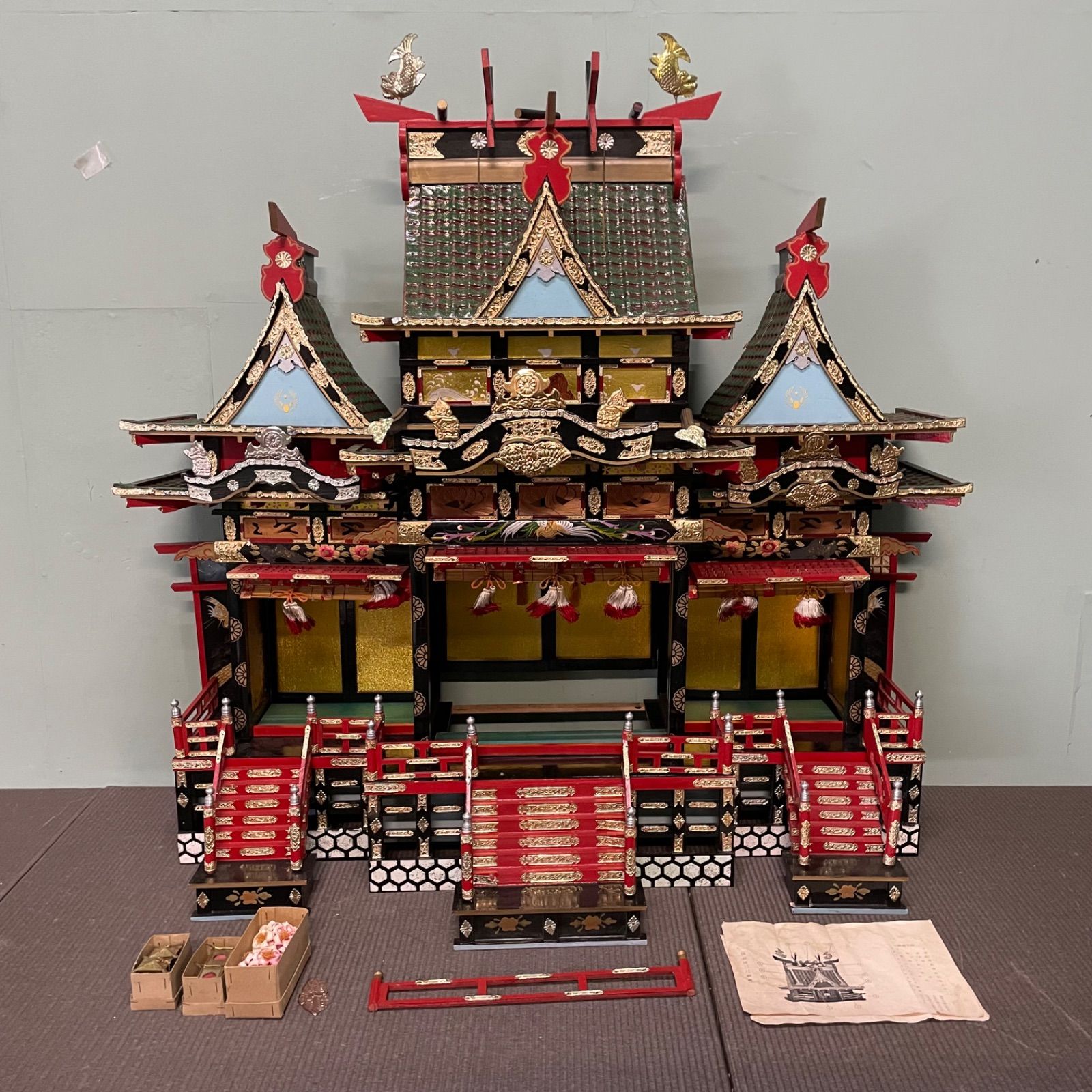 ♭ 豪華 大型 御殿 雛 雛御殿 御殿飾り ひな人形 時代雛 雛人形 三ツ屋