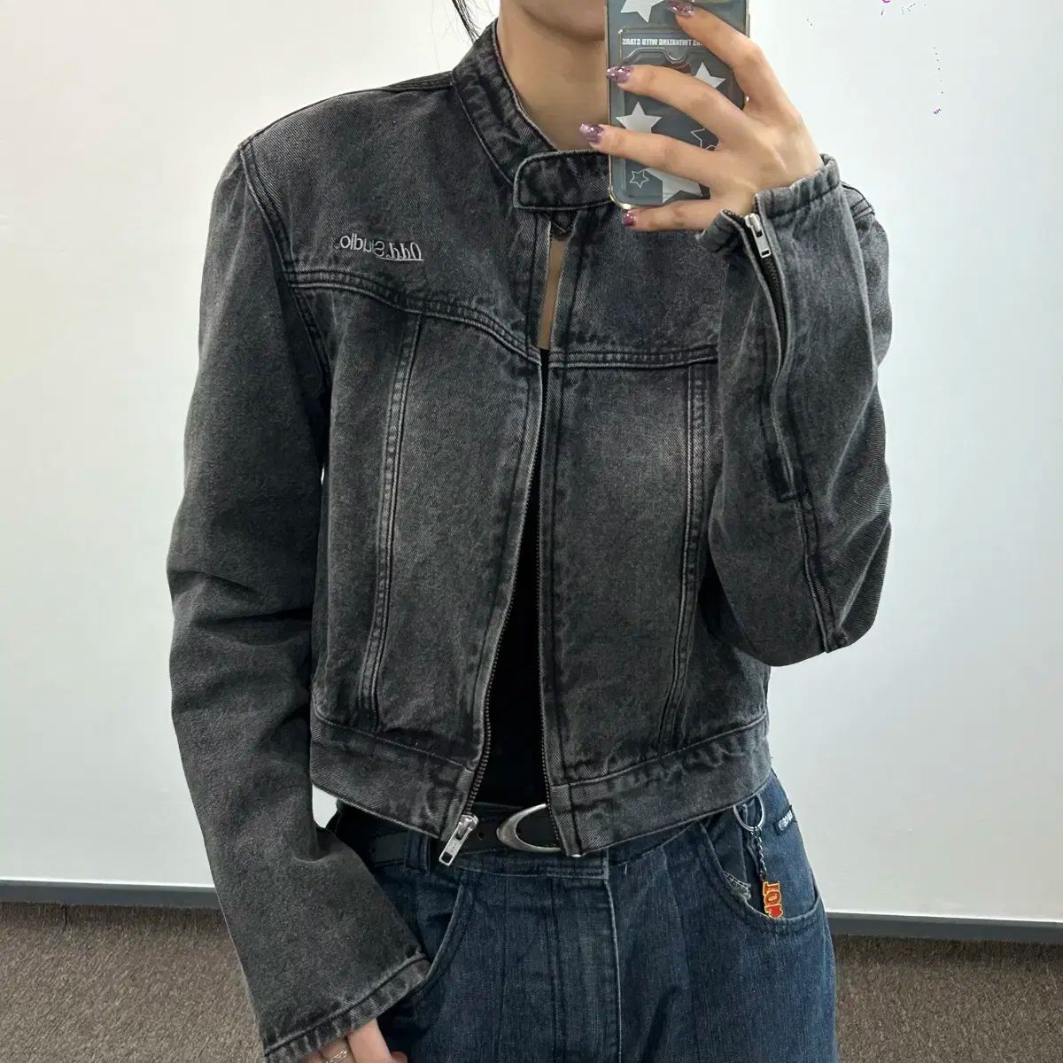 Odd studio ODDスタジオ ブラックデニム クロップド ジャケット