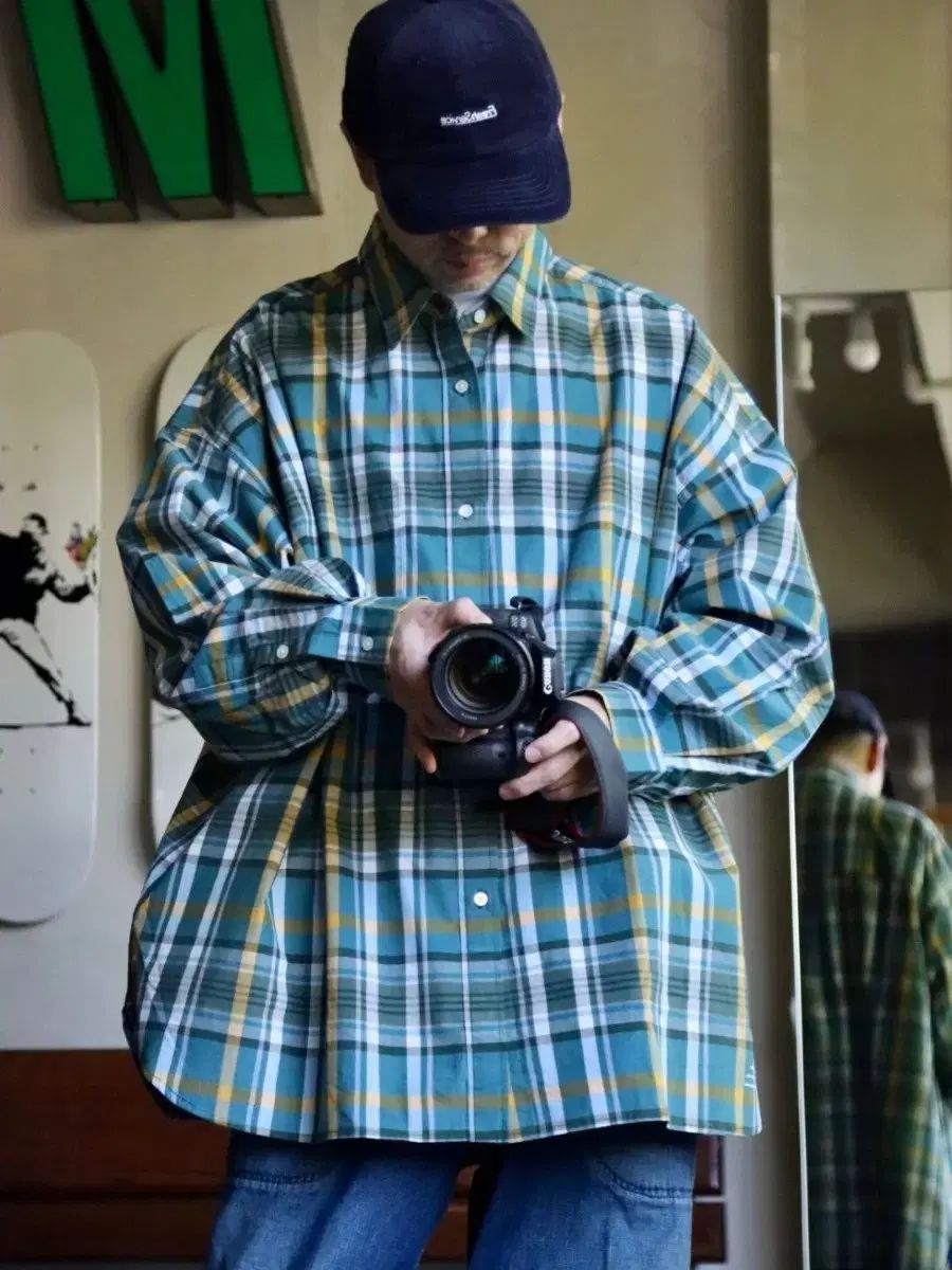 フレッシュサービス 企業 レギュラー シャツ チェック柄 緑