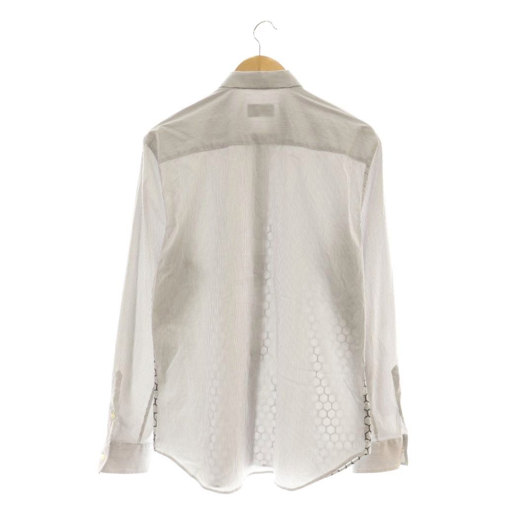 エンポリオアルマーニ EMPORIO ARMANI シャツ ストライプ 総柄 長袖 42 16 1 2 ホワイト ブラック DF GY53