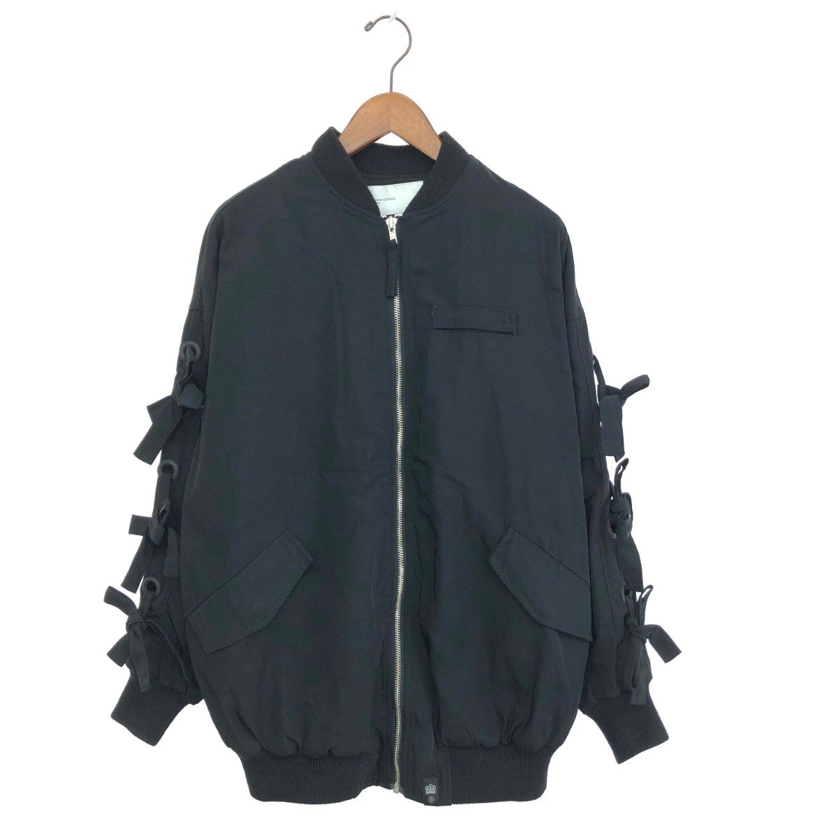 DOUBLE STANDARD CLOTHING ダブル MA-1ブルゾン サイズ 36 リボン ノバチェック 0205-140-184 ブラック レディース 240001162068