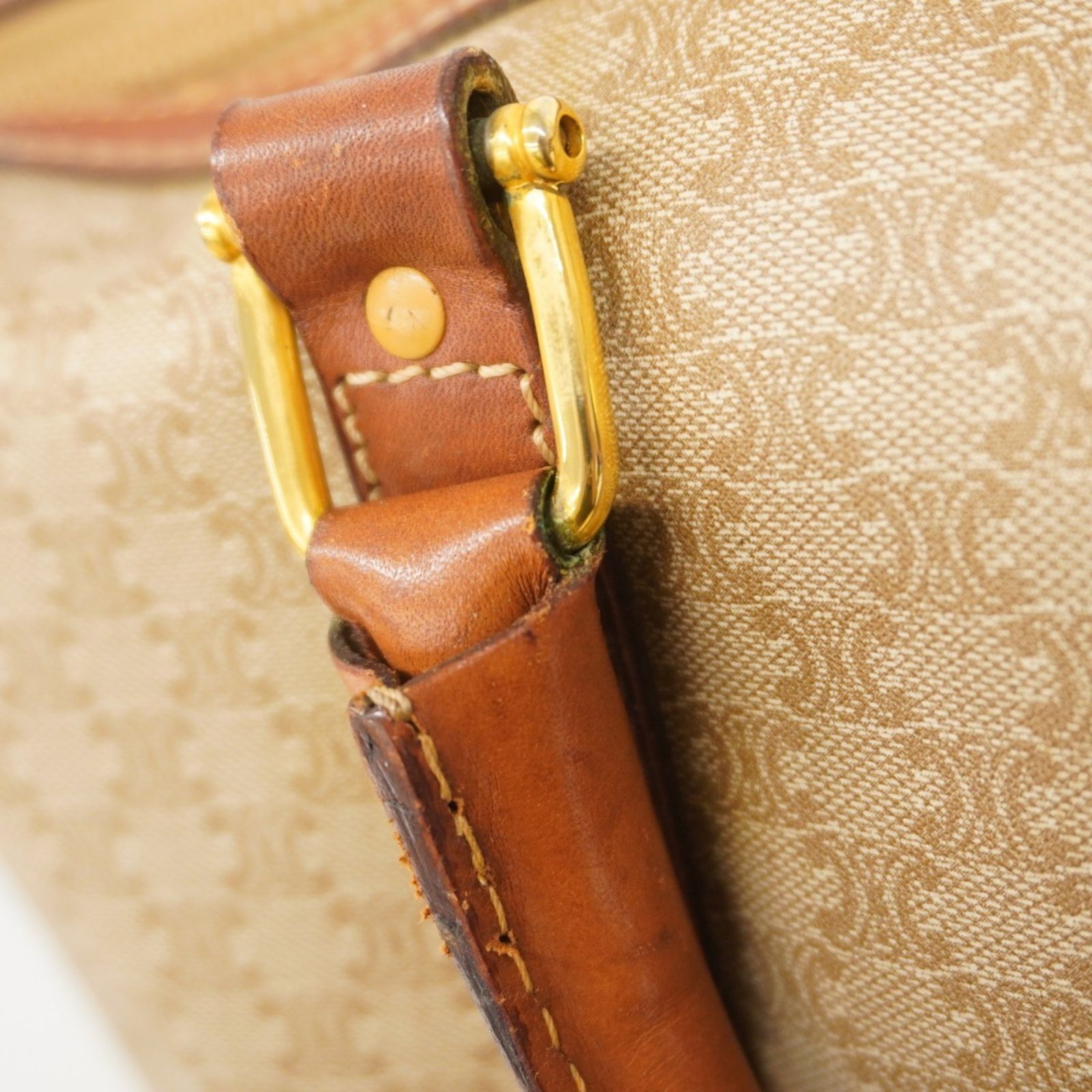 【美品】CELINE セリーヌ マカダム ベルト ゴールド レッド ベージュ CELINE セリーヌ ヴィンテージトランク トラベルバッグ マカダム