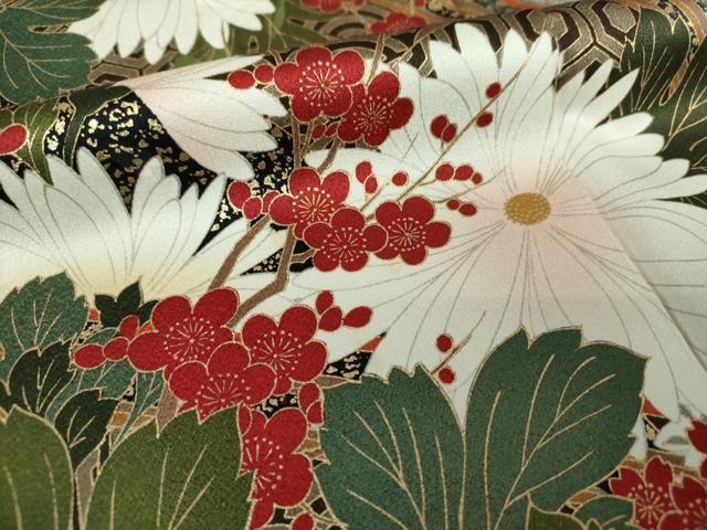 平和屋着物○豪華振袖 駒刺繍 舞蝶花文 暈し染め 金彩 正絹 逸品