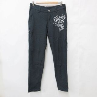 ガッチャ GOTCHA ゴルフ GOLF パンツ ロング 英字 刺しゅう プリント ストレッチ 厚地 ブラック 黒 白 XL