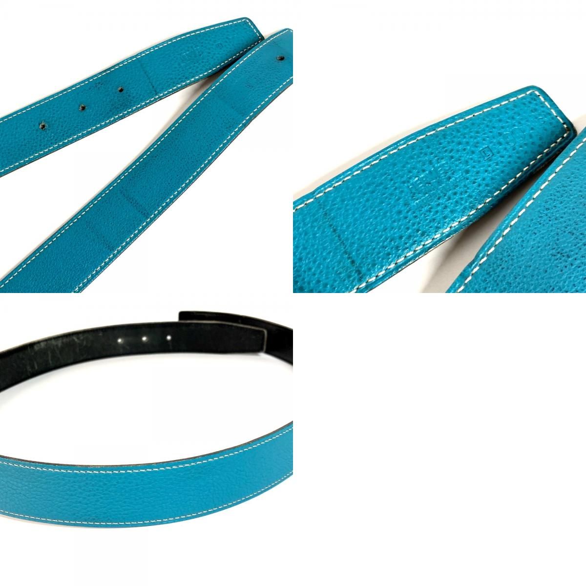 HERMES エルメス ベルト ベルトのみ レザー ブルージーン ブルー  