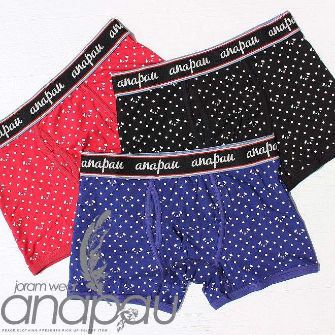 【anapau】アナパウ ドッグ ドット柄 ボクサーパンツブリーフ ドック 犬 (Ｓサイズ女性または細身の男性向き)【下着/メンズ/レディース】【メール便 可】【S/S】【A/W】殿堂 レッド L