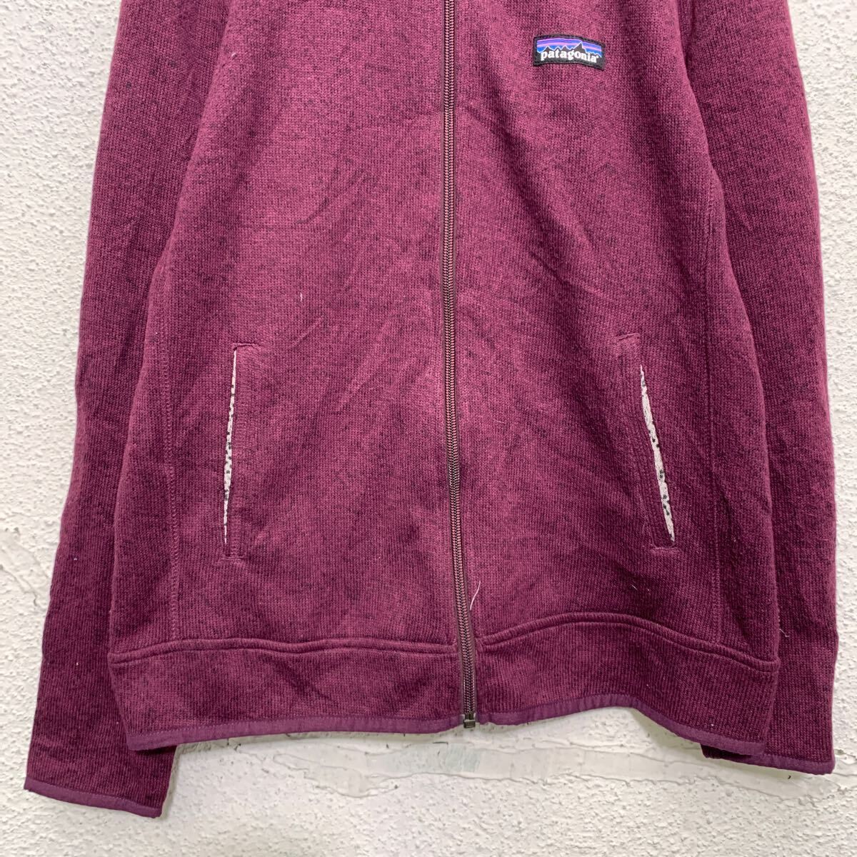 Patagonia ジップアップ ニットジャケット M～ レディース バーガンディ パタゴニア フリース アウトドア 古着卸 アメリカ仕入  a606-6696