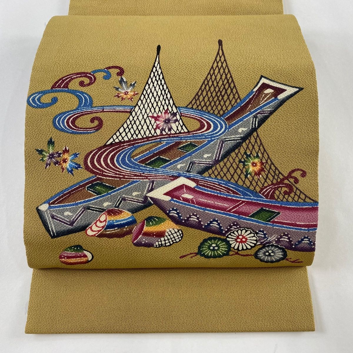 平和屋本店□極上 夏物 西陣 川島織物 九寸名古屋帯 海松文 正絹 逸品  