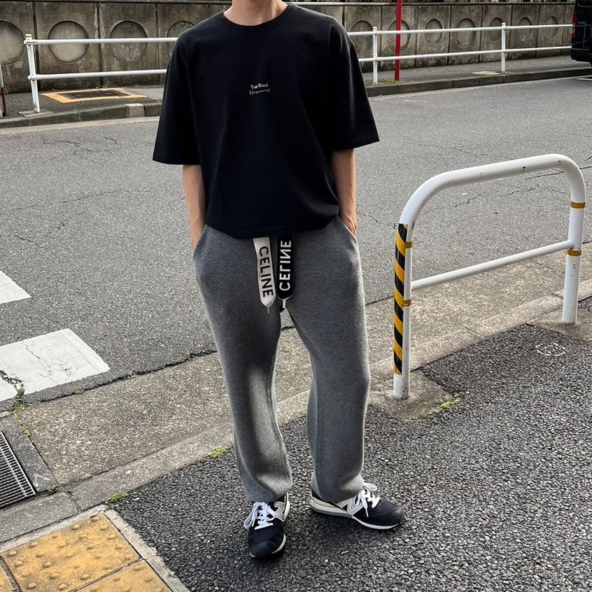 CELINE セリーヌ ジョガーパンツ カシミア & ウール Grey グレー ロゴ 