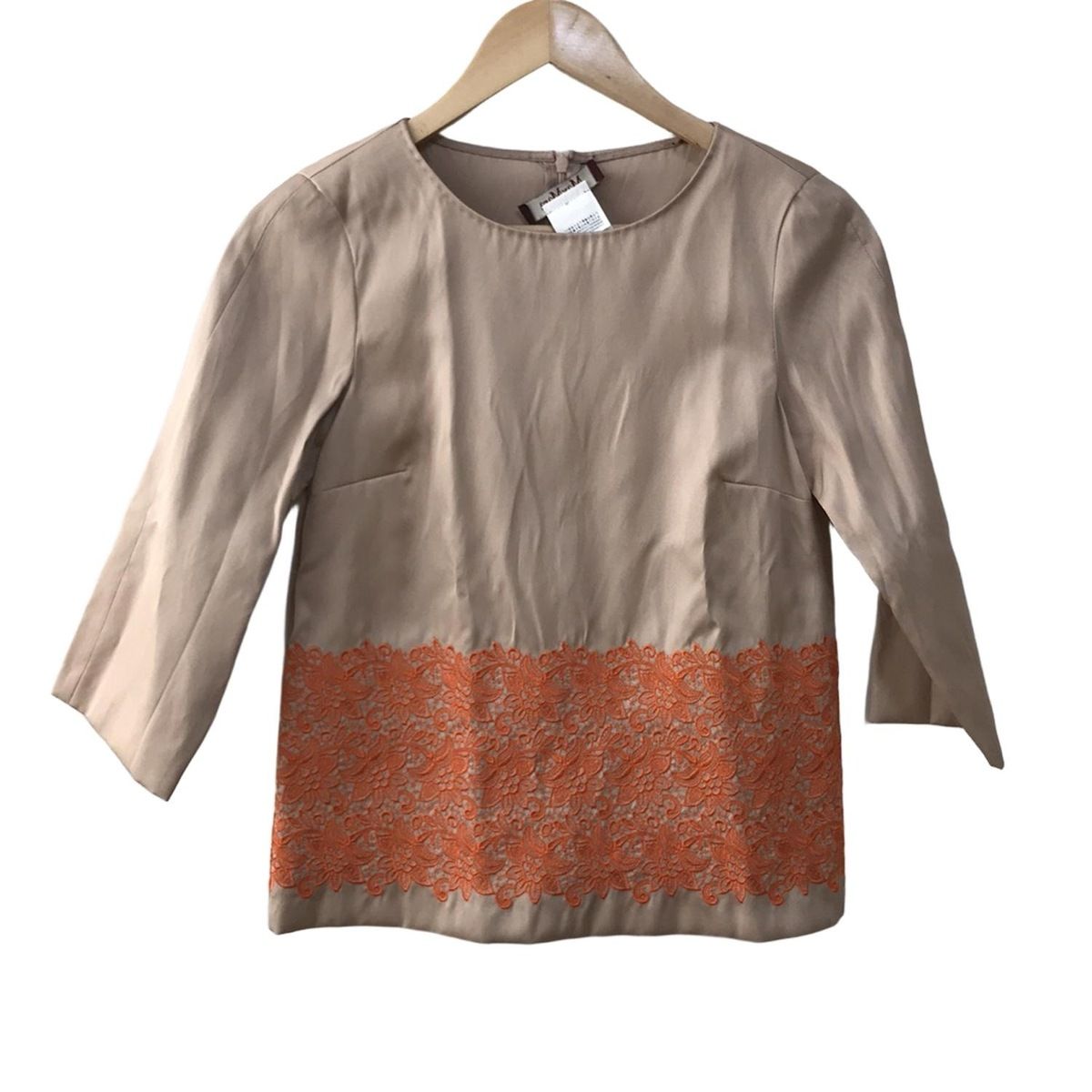 Max Mara STUDIO マックスマーラスタジオ 七分袖カットソー サイズ36 S レディース - ベージュ×オレンジ