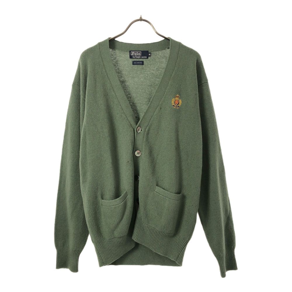 ポロバイラルフローレン オールド ウール 刺繍 長袖 Vネック ニットカーディガン M グリーン Polo by Ralph Lauren メンズ