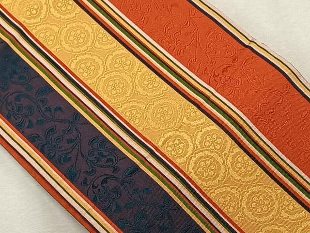 半幅帯 本場筑前博多 太縞 正絹 半幅 筑前博多織 女性着物帯・浴衣帯