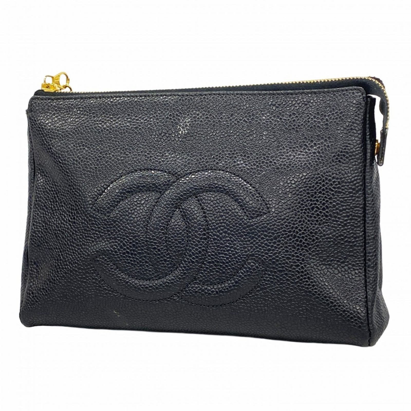 シャネル Chanel シャネル ポーチ キャビアスキン ブラック レディース