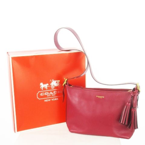 COACH ショルダーバッグ 赤 コーチ COACH ショルダーバッグ レザー 革 ロゴ タッセル付き 赤