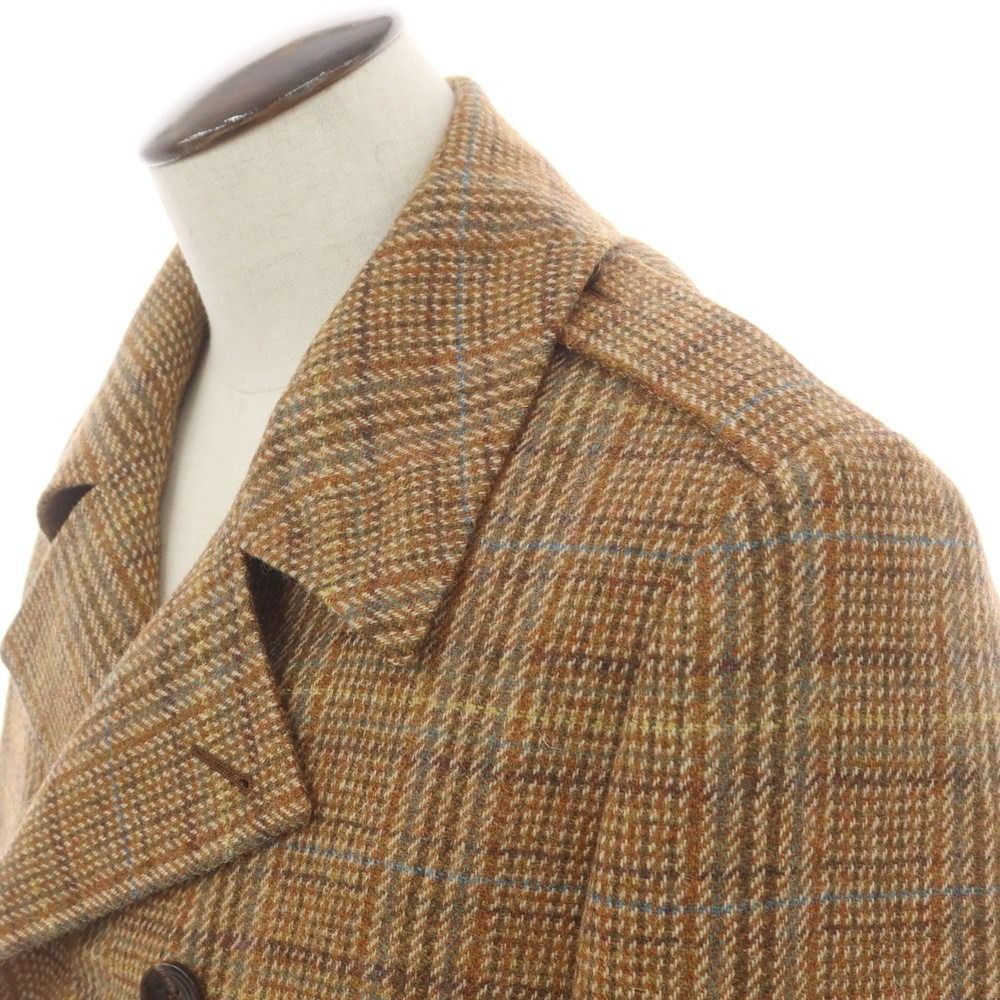 ジャン フランコ ボメザドリ Gian Franco Bommezzadri ライトツイードウール チェック トレンチコート ブラウン サイズ50 メンズ