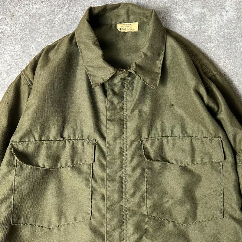 ビンテージ 米軍 U.S ARMY ヘリクルー シャツ　MEDIUM-SHORT 70年代 70s アメリカ軍 米軍 ミリタリー カーキ │ヴィテージ