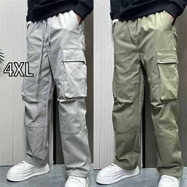 [4XL]秋冬 メンズ  服 シンプル ファッション オシャレ 大人 かっこいい 大きいサイズ ストリート 紳士服  アメリカン ストレート カジュアル パンツ 秋 マルチ ポケット ワイド レッグ