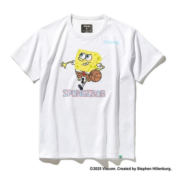 【セール，人気SALE】 スポルディング ジュニア　Ｔシャツ　スポンジ・ボブ　ドリブル 140 ホワイト SPALDING 新品 未使用 その他