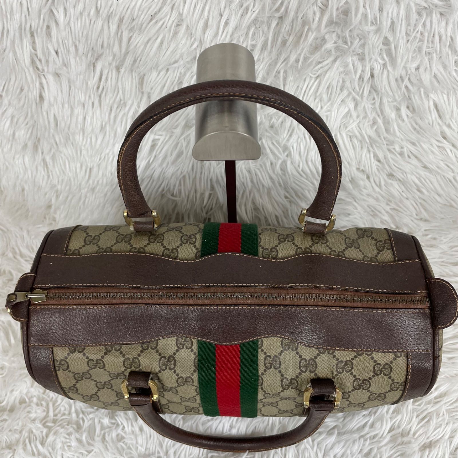 OLD GUCCI ミニボストン ハンドバッグ GG柄 シェリーライン
