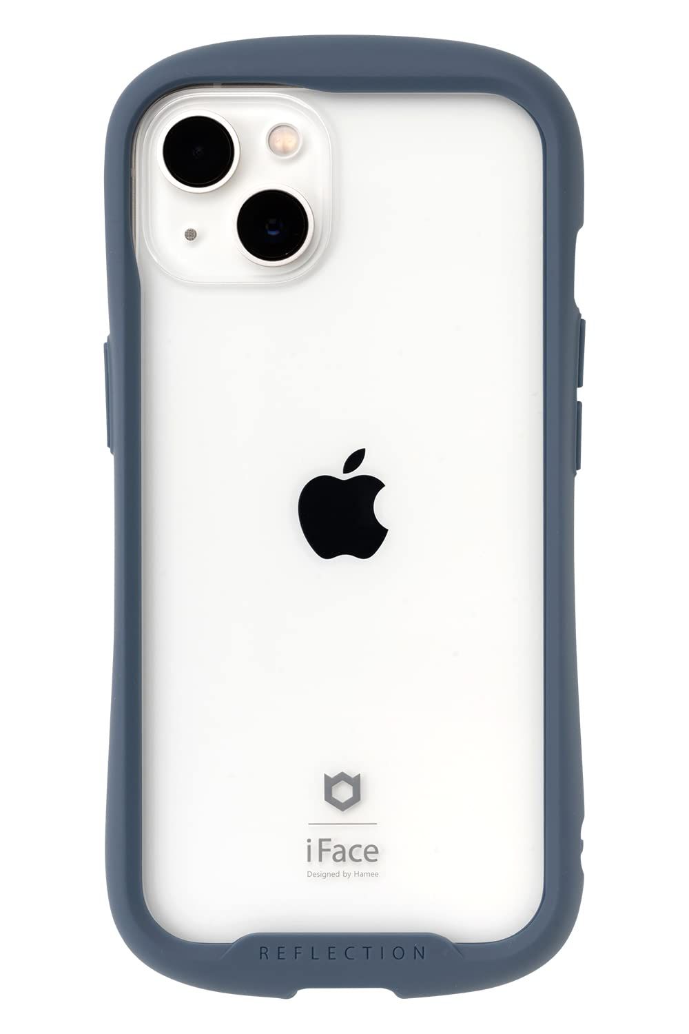 iFace Reflection iPhone 13 ケース クリア 強化ガラス (ネイビー)【アイフェイス アイフォン 13 カバー 透明 耐衝撃 米国MIL規格取得 ストラップホール付き】 [iPhone 13専用・ネイビー]