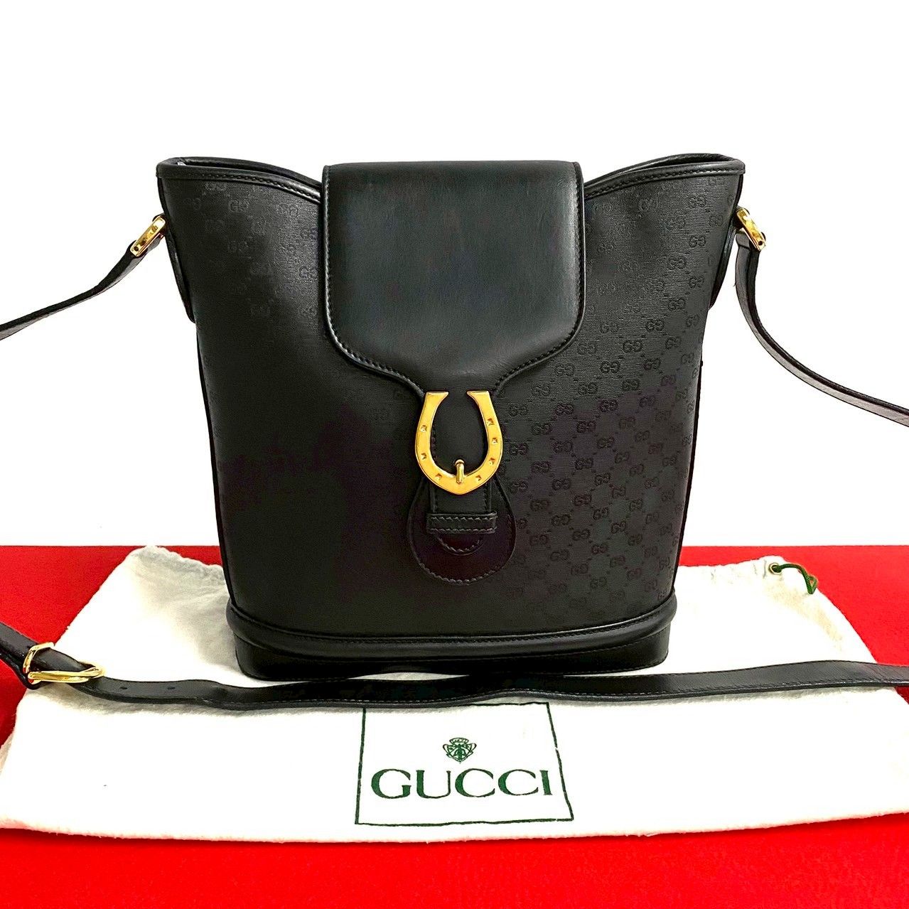 極 美品 オールドグッチ ホースシュー 金具 ロゴ レザー ベルト